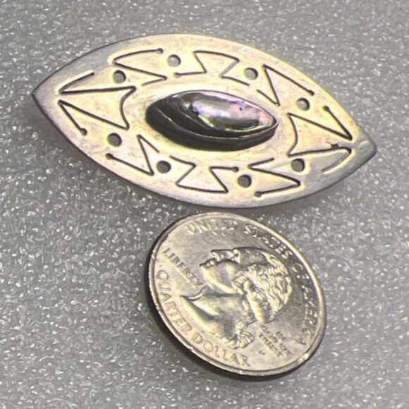 Vintage Sterling Brooch Pin Dannys Mexico Abalone Shell Southwest Geometric - Picture 6 of 8